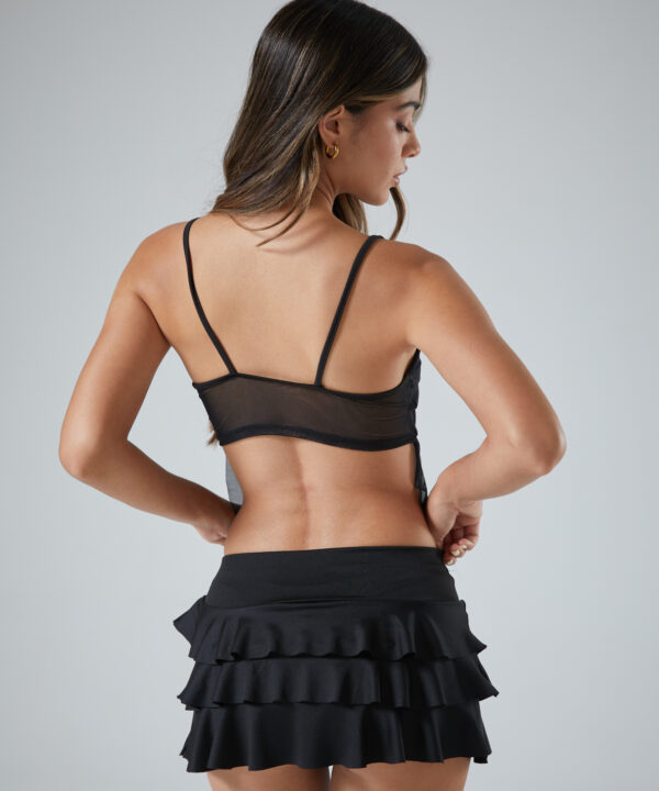 Alternative view of 1905/T-TOP TUL LISO TIRITA PECHERA FORRADO CON VOLADOS CAIDOS Y TIRA PARA ATAR CENTRO