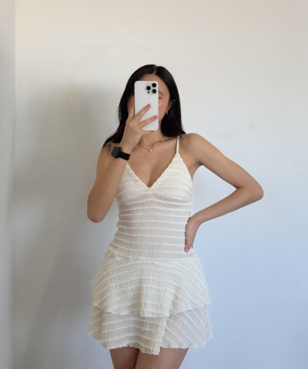 285/R-VESTIDO RUFFLE TIRITA CORPIÑO PECHERA FORRADO CON DOBLE VOLADO