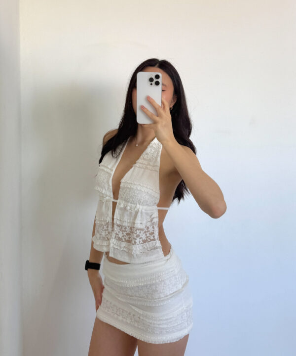 2578/ER-TOP ENCAJE RUFFLE CORPIÑO MARILYN CORDON BAJO BUSTO PARA ATAR