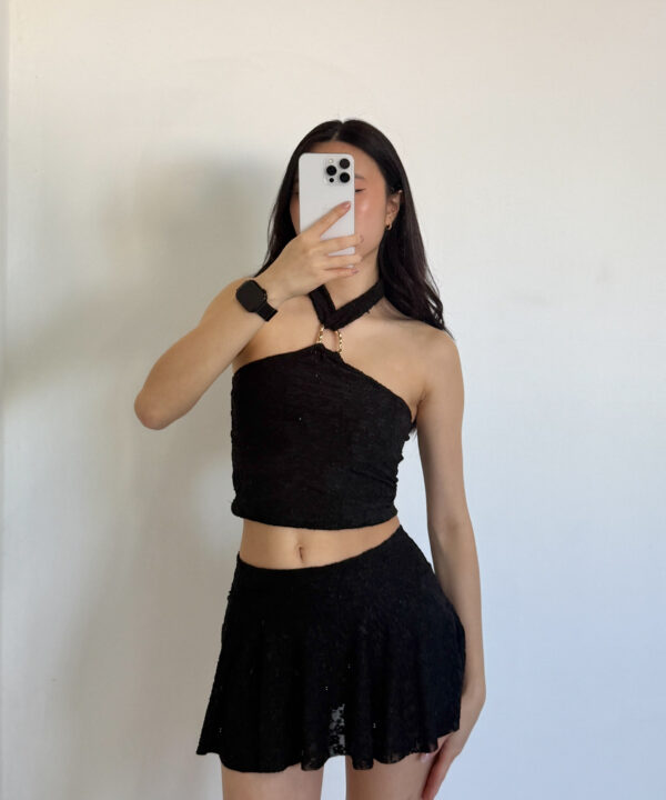 Alternative view of 2101/J-TOP TUL JACQUARD FLOR HALTER HEBILLA CIRCULO RELIEVE TIRA ANCHA PARA ATAR CUELLO