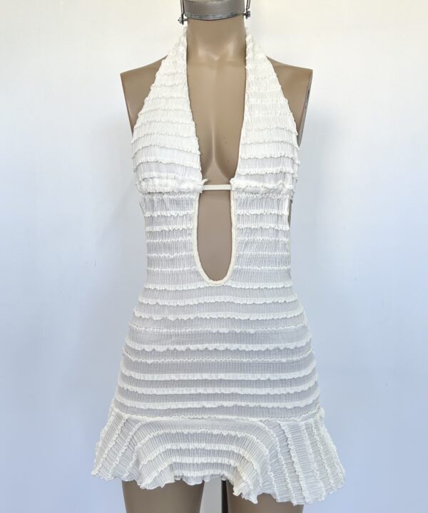 Alternative view of 321/R-VESTIDO RUFFLE MARILYN PECHERA FORRADO CON CORDON FRUNCE BAJO BUSTO Y VOLADO