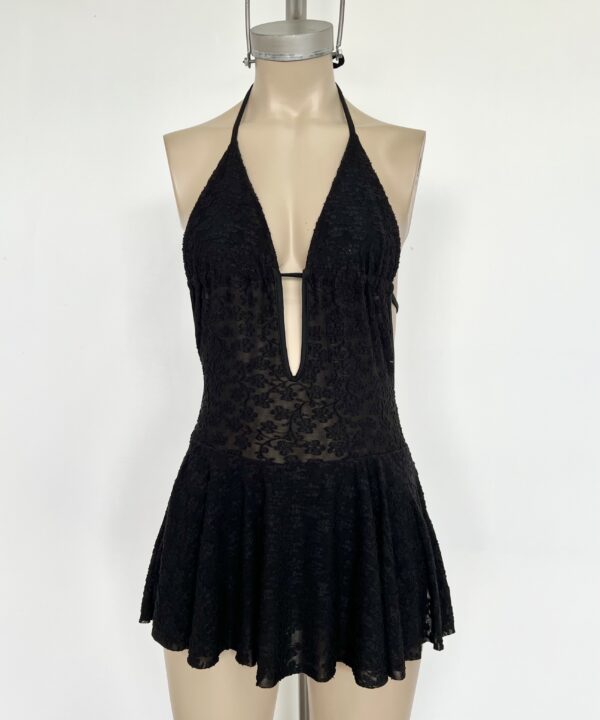 Alternative view of 452/J-VESTIDO TUL JACQUARD FLOREADO CORPIÑO FORRADO CORDON FRUNCE BAJO BUSTO CON VOLADO Y SHORT ABAJO