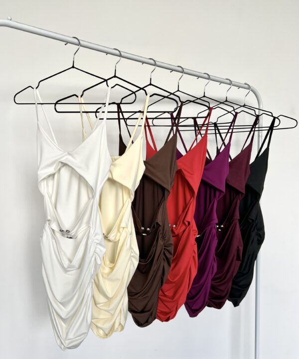 425/M-VESTIDO MICROFIBRA TIRITA PECHERA DOBLE CINTURON CENTRO HEBILLA U CON FRUNCE ELASTICO LATERAL