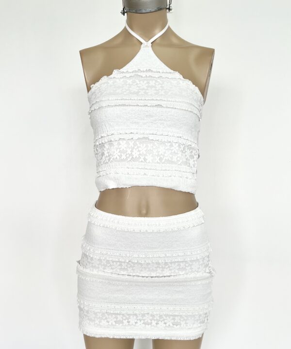 Alternative view of 1916/ER-TOP ENCAJE RUFFLE HALTER CON TIRA PARA ATAR CUELLO