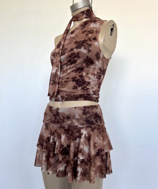 Alternative view of 636/TE-POLLERA TUL ESTAMPADO FLORAL DOBLE VOLADO CON SHORT INTERNO  $9500