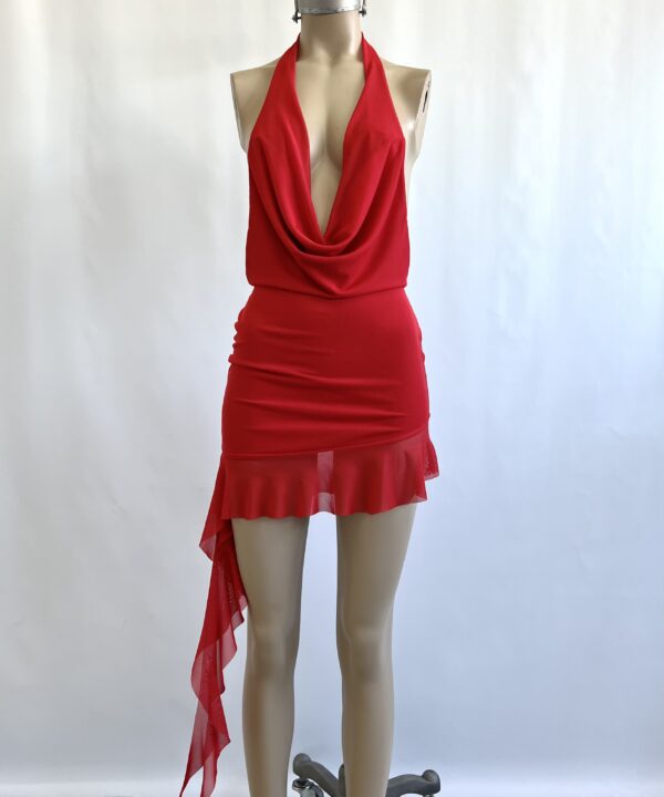 Alternative view of 497/T-VESTIDO TUL LISO MARILYN BUCHE RECORTE IRREGULAR CON VOLADO CAIDO PICO