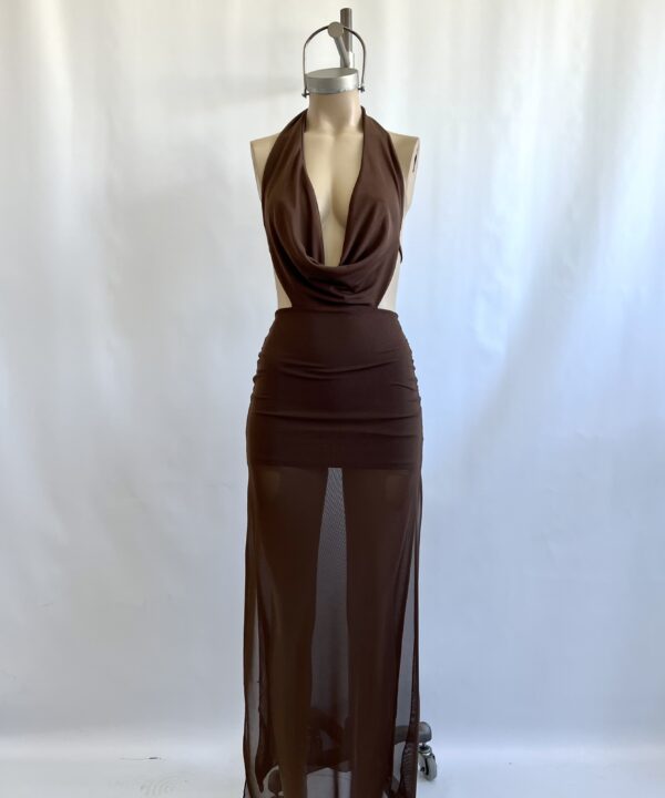 Alternative view of 484/T-VESTIDO LARGO TUL MARILYN BUCHE LATERALES CON POLLERA DOBLE TAJO