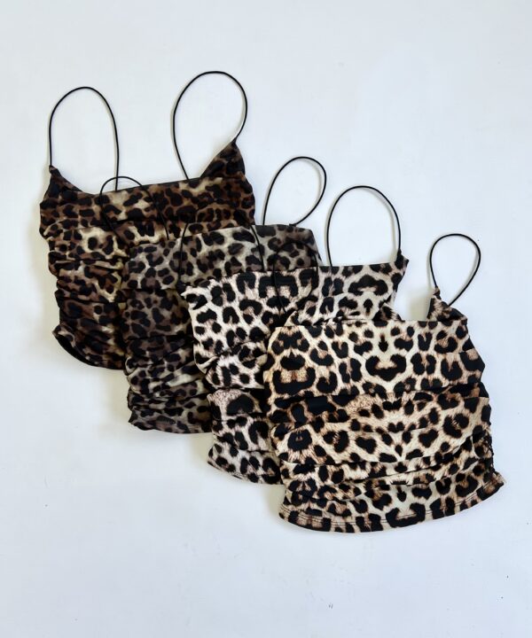 2210/TA-TOP TUL ANIMAL SEMIBUCHE BRETEL COLA DE RATA Y LATERALES FRUNCE ELASTICO