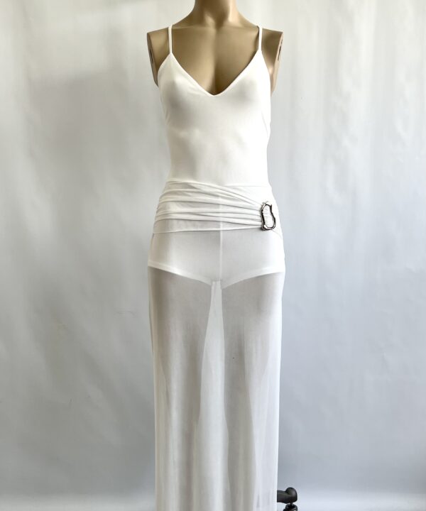 Alternative view of 499/T-VESTIDO LARGO TUL LISO CINTURON HEBILLA ONDULADO CON SHORT Y ESPALDA DESCUBIERTO TIRAS PARA ATAR