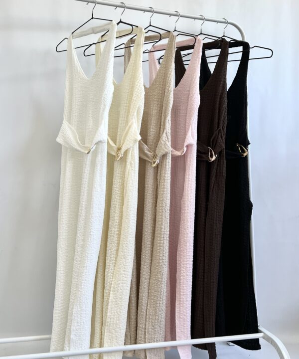 Alternative view of 458/BA-VESTIDO LARGO BAMBULA MARILYN FORRADO PECHERA CON CINTURON HEBILLA GOTA Y TAJO