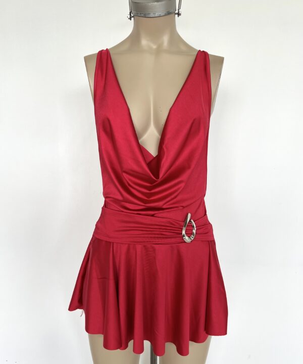 Alternative view of 493-VESTIDO TRICOT BUCHE TIRA X ESPALDA CON CINTURON HEBILLA GOTITA Y VOLADO ABAJO