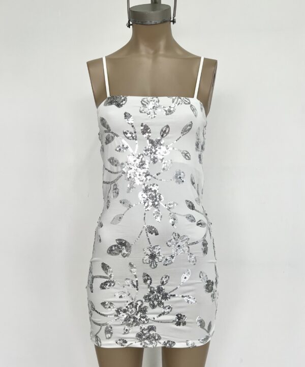 Alternative view of 457/MLE-VESTIDO MICROFIBRA LENTEJUELA FLORES RECTO CON FORRO PECHERA Y TIRITA