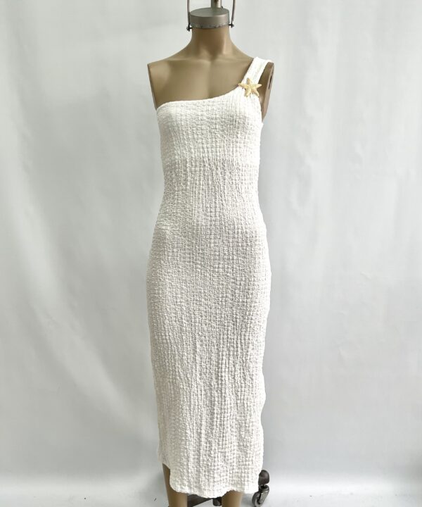 Alternative view of 507/BA-VESTIDO LARGO BAMBULA UN HOMBRO CON HEBILLA ESTRELLA GRANDE Y TAJO LATERAL