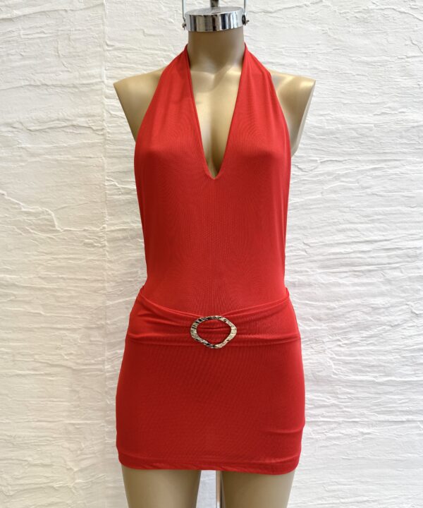 Alternative view of 504/T-VESTIDO TUL LISO MARILYN ESCOTE V CON CINTURON HEBILLA OPACO RELIEVE