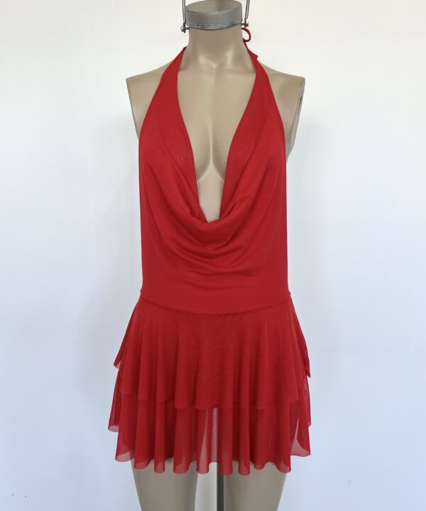 Alternative view of 479/T-VESTIDO TUL LISO BUCHE TIRA PARA ATAR CUELLO CON DOBLE VOLADO Y SHORT INTERNO