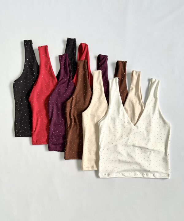 Alternative view of 2880/MS-TOP MICROFIBRA STRASS ESCOTE V ESPALDA U FORRADO