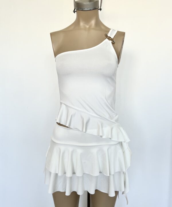 Alternative view of 1212/M-TOP UN HOMBRO MICROFIBRA HEBILLA S DIAMANTE CON PICO Y VOLADO CAIDO ABAJO