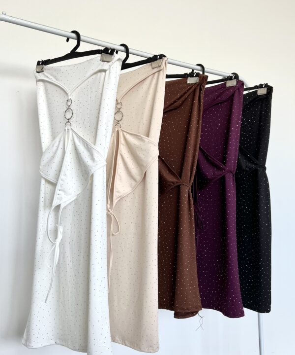 Alternative view of 461/MS-VESTIDO LARGO MICROFIBRA STRASS PECHERA TIRA PARA ATAR CUELLO Y CENTRO HEBILLA oOo CON TAJO LATERAL