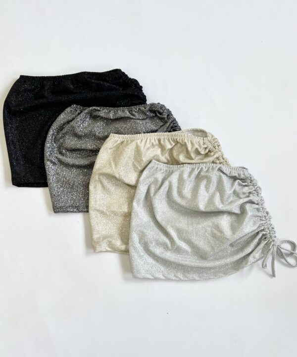 607/G-POLLERA GLITTER CON CORDON FRUNCE LATERAL