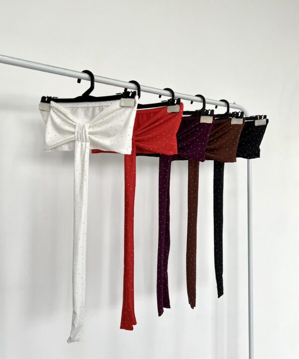 Alternative view of 1704/MS-TOP BANDO MICROFIBRA BRILLO STRASS CON TIRA ANCHA CENTRO PARA ATAR CUELLO