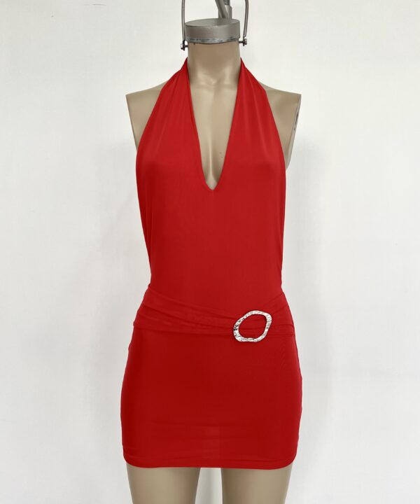 Alternative view of 504/T-VESTIDO TUL LISO MARILYN ESCOTE V CON CINTURON HEBILLA OPACO RELIEVE