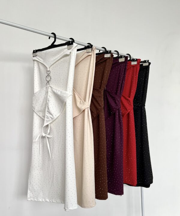 Alternative view of 461/MS-VESTIDO LARGO MICROFIBRA STRASS PECHERA TIRA PARA ATAR CUELLO Y CENTRO HEBILLA oOo CON TAJO LATERAL