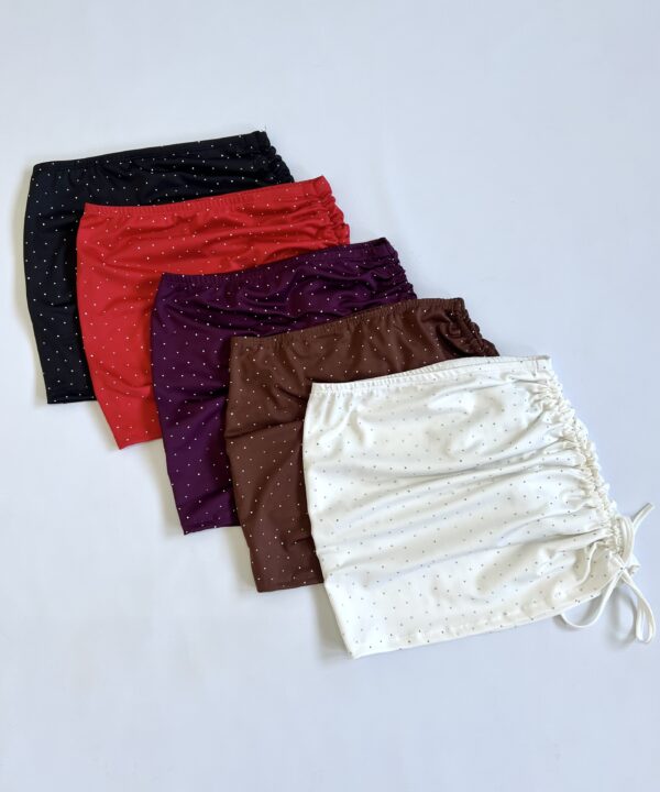 607/MS-POLLERA MICROFIBRA STRASS FRUNCE LATERAL CORDON