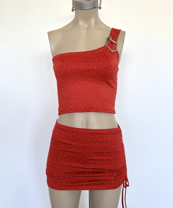 Alternative view of 2107/MS-TOP MICROFIBRA BRILLO STRASS UN HOMBRO CON HEBILLA NUBE Y PECHERA FORRADO