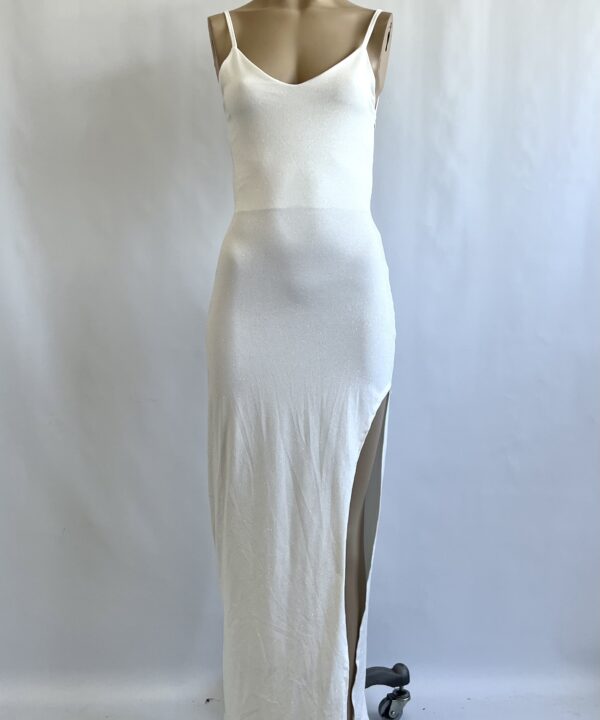 Alternative view of 317/MG-VESTIDO LARGO MICROFIBRA GLITTER ESCOTE V CON 2 TIRAS ESPALDA CON TRASERA FRUNCE ELASTICO