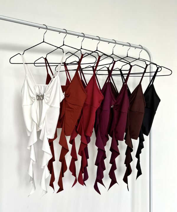 1413/M-TOP MICROFIBRA TIRITA CENTRO VOLADO CAIDO CON HEBILLA ESTRELLITA CHICA