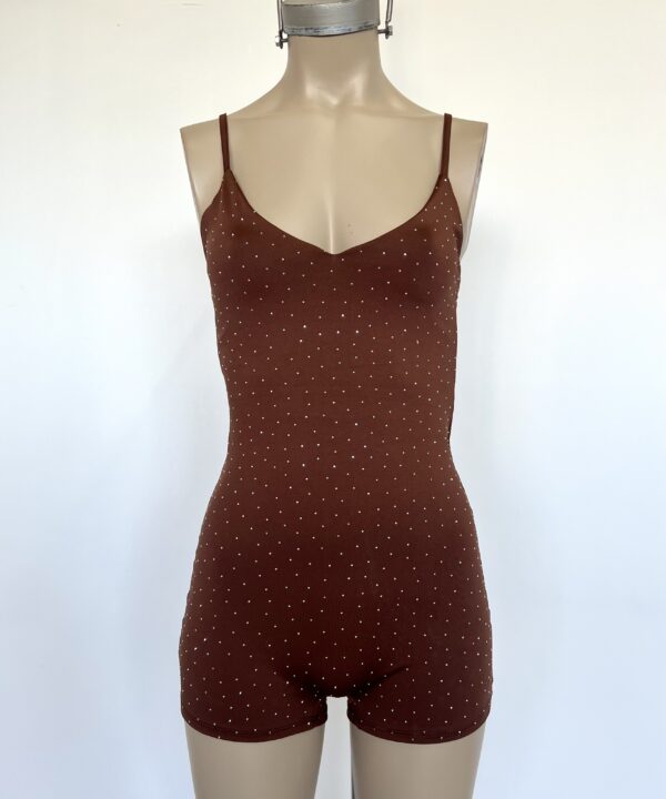 Alternative view of 207/MS-CATSUIT MICROFIBRA BRILLO STRASS TIRITA ESCOTE V FORRADO