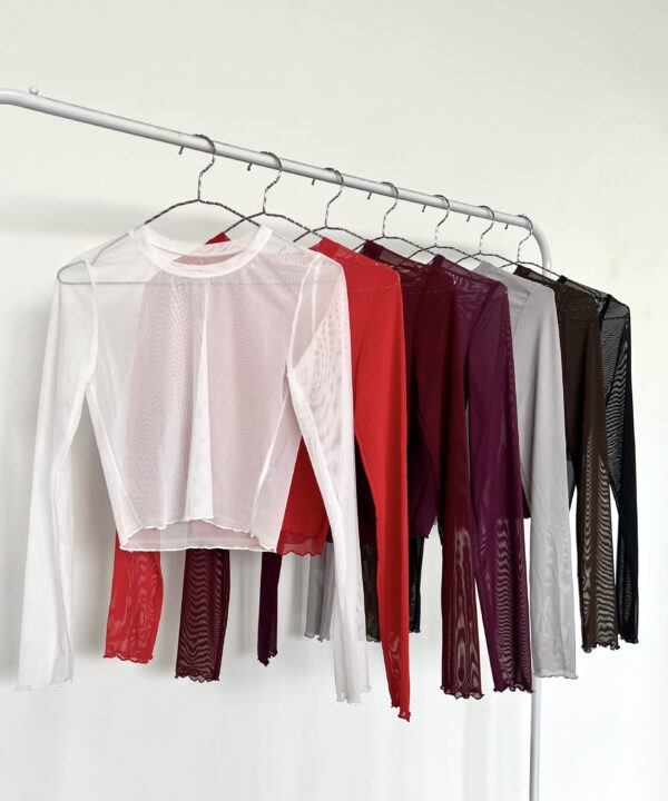 3699/4-REMERA TUL LISO CUELLO REDONDO MANGA LARGA RULOTTE