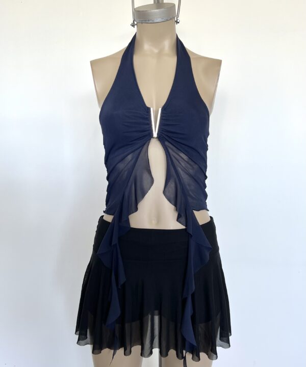 Alternative view of 4116/T-TOP TUL LISO MARILYN CENTRO HEBILLA V FINITO CON VOLADOS CAIDOS