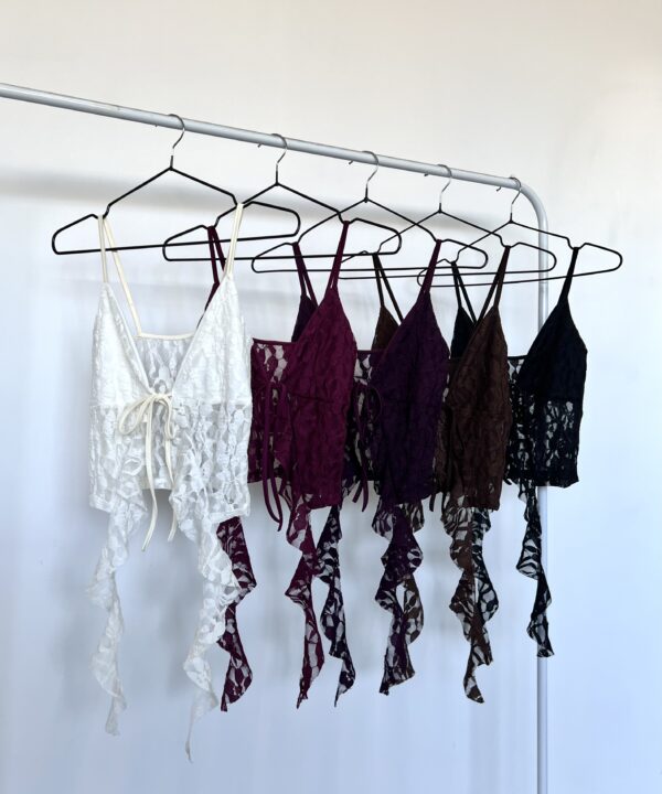 1413/E-TOP ENCAJE GOYA TIRITA PECHERA CON TIRA PARA ATAR CENTRO Y VOLADO CAIDO