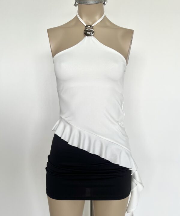 Alternative view of 1918/M-TOP MICROFIBRA HALTER PICO CON HEBILLA TIRA CUELLO Y PICO CON VOLADOS CAIDOS ABAJO