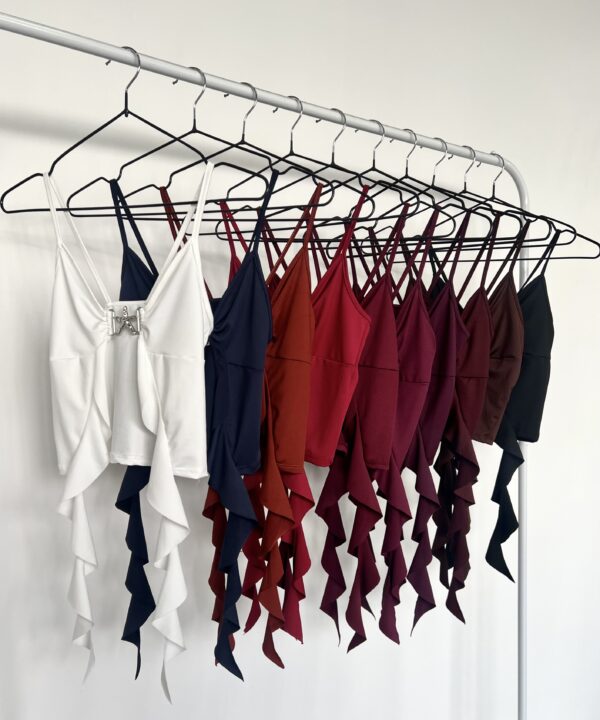 1413/M-TOP MICROFIBRA TIRITA CENTRO VOLADO CAIDO CON HEBILLA ESTRELLITA CHICA