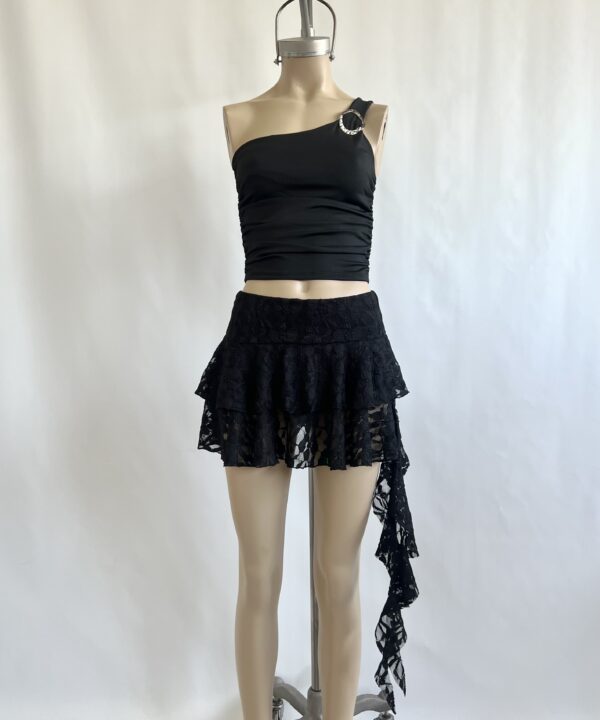 Alternative view of 644/E-POLLERA ENCAJE GOYA DOBLE VOLADO CON SHORT INTERNO Y VOLADO CAIDO