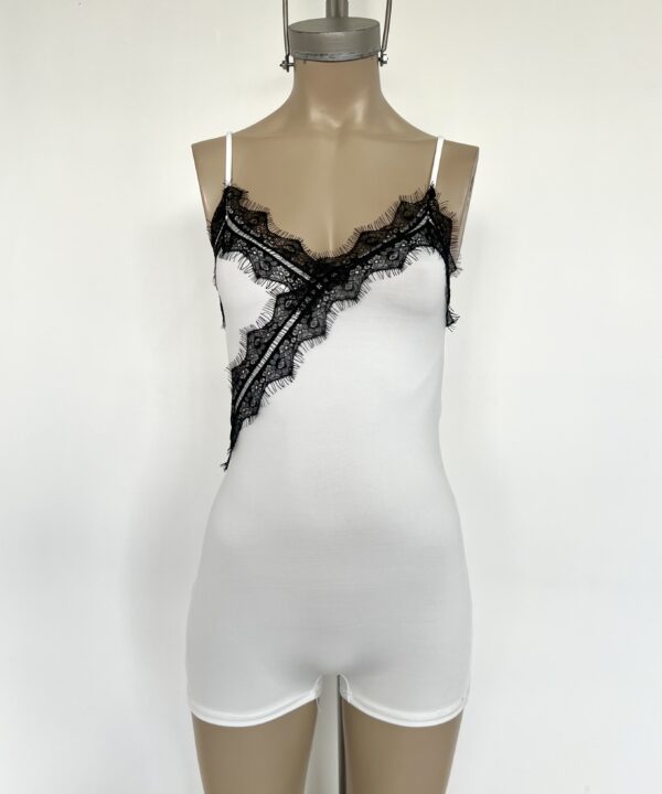 Alternative view of 214/M-CATSUIT MICROFIBRA TIRITA CON PUNTILLA DOBLE FLECOS CRUCE PECHERA