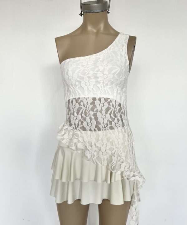 Alternative view of 1130/E-TOP UN HOMBRO ENCAJE GOYA PICO CON VOLADO CAIDO