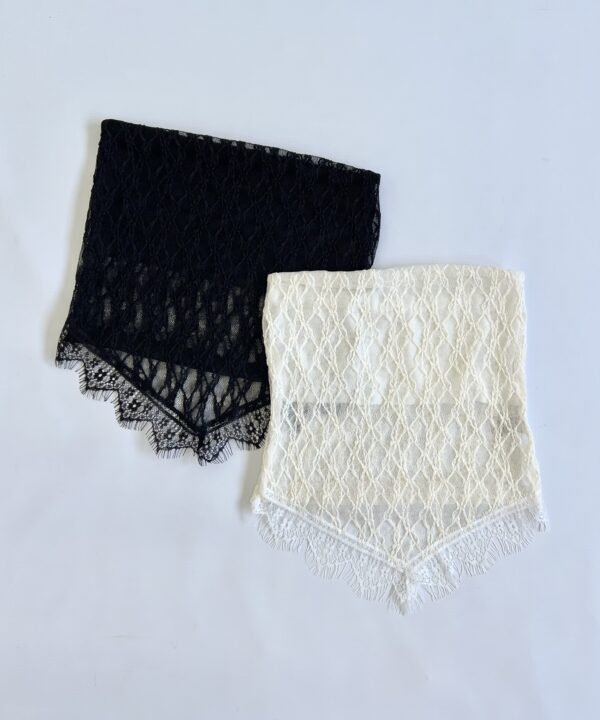 3505/E-BANDO ENCAJE MONET FORRADO PECHERA CON PICO PUNTILLA FLECOS V ABAJO