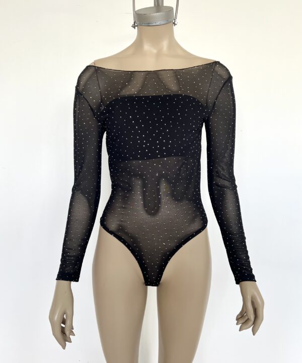 Alternative view of 5303/TS-BODY TUL STRASS CUELLO BOTE MANGA LARGA CON PECHERA FORRO Y GANCHO ABAJO