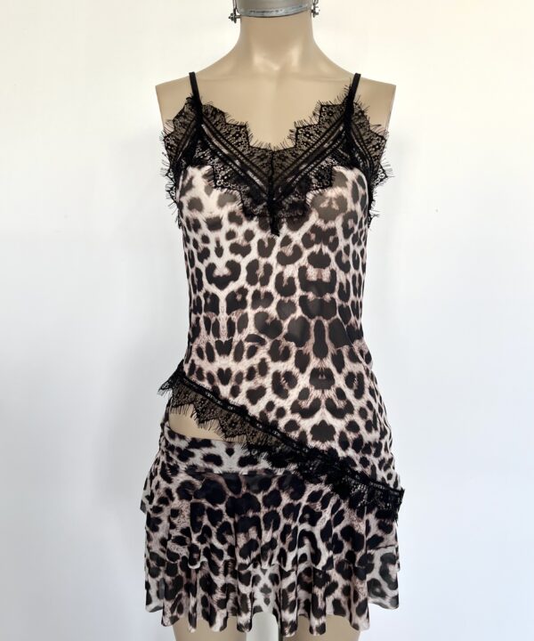 Alternative view of 1236/TA-TOP TUL ANIMAL TIRITA ESCOTE PUNTILLA FLECO DOBLE V CON PICO PUNTILLA