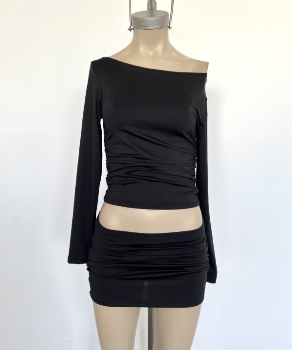 Alternative view of 1674/M-TOP MICROFIBRA CUELLO BOTE MANGA LARGA LATERALES FRUNCIDOS