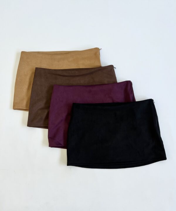 621/GA-POLLERA SUEDE GAMUZADO CLASICO CON CIERRE LATERAL