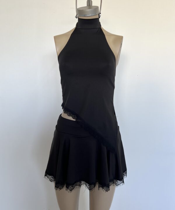 Alternative view of 1815/M-TOP MICROFIBRA CUELLO AMERICANA HALTER PARA ATAR CON PICO IRREGULAR PUNTILLA Y TAJO