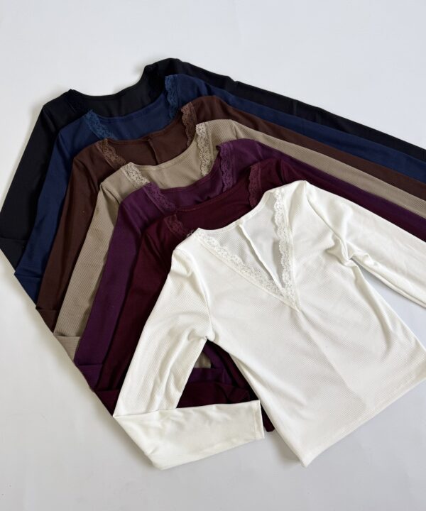 1616/3-REMERA MORLEY TAO MANGA LARGA ESCOTE V PUNTILLA ANCHA