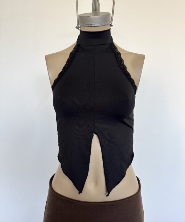 Alternative view of 2309/M-TOP MICROFIBRA AMERICANA HALTER PARA ATAR Y PUNTILLA SISA CON RECORTE MEDIO PICO CON RULOTTE