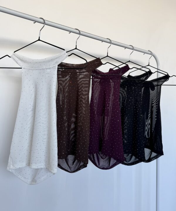 1922/TS-TOP TUL STRASS AMERICANA HALTER PARA ATAR CUELLO