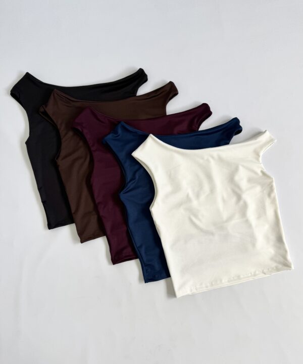 2402/M-TOP MICROFIBRA UN HOMBRO CAIDO PECHERA FORRADO