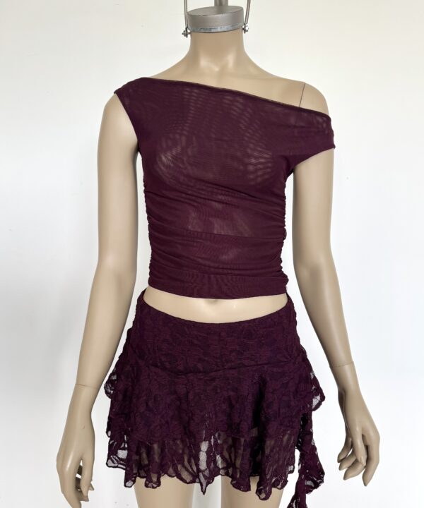 Alternative view of 1638/T-TOP TUL LISO BOTE DELANTERO FORRADO DOBLE CON FRUNCE ELASTICO LATERALES